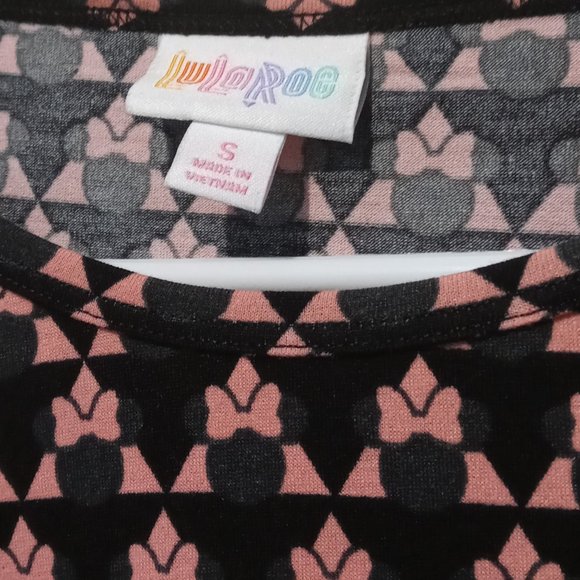 Women’s LuLaRoe Disney Minnie Mouse Casual Shirt Pink Bow Size Small - Picture 7 of 9